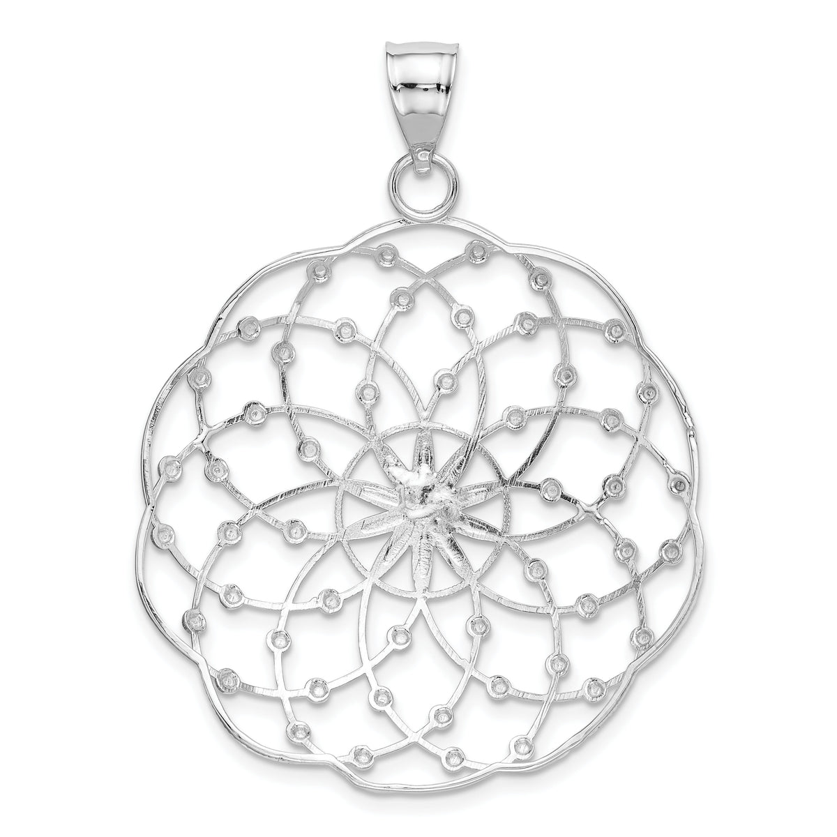 14k White Gold Diamond Cut Sphere Pendant-K1550