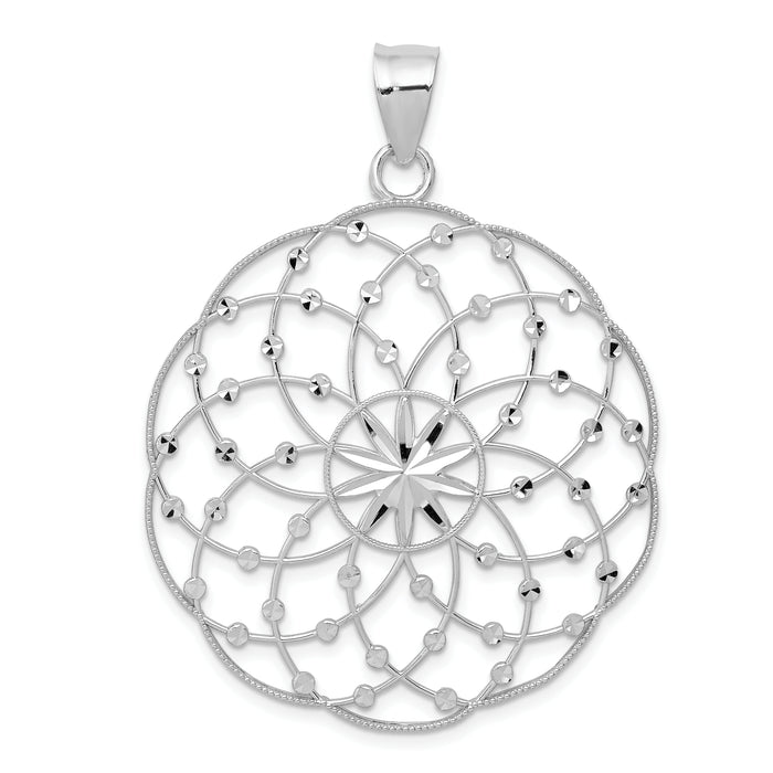 14k White Gold Diamond Cut Sphere Pendant-K1550