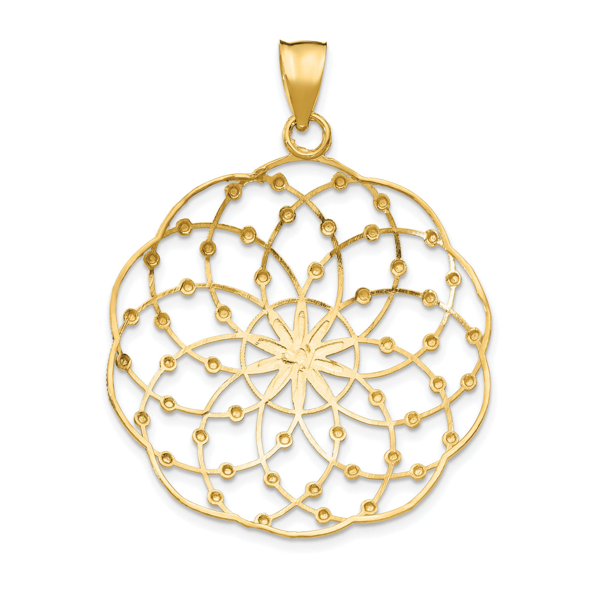 14k Rhodium Diamond Cut Sphere Pendant-K1551