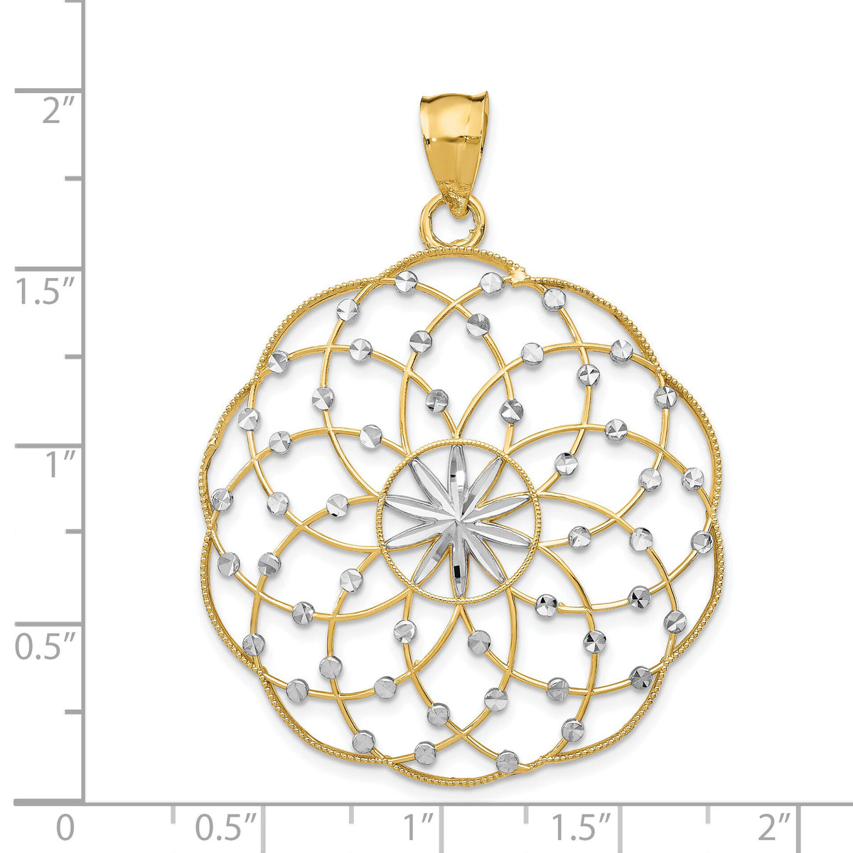 14k Rhodium Diamond Cut Sphere Pendant-K1551