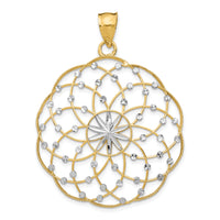 14k Rhodium Diamond Cut Sphere Pendant-K1551