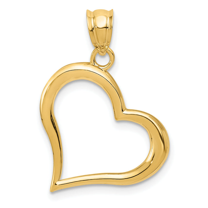 14K Polished Dangling Heart Pendant-K1611