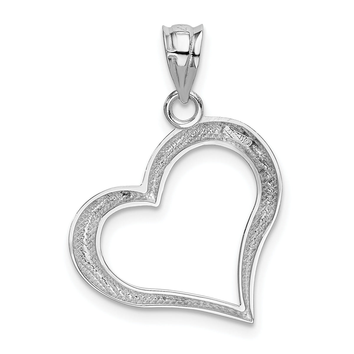 14k White Gold Polished Open Heart Pendant-K1612