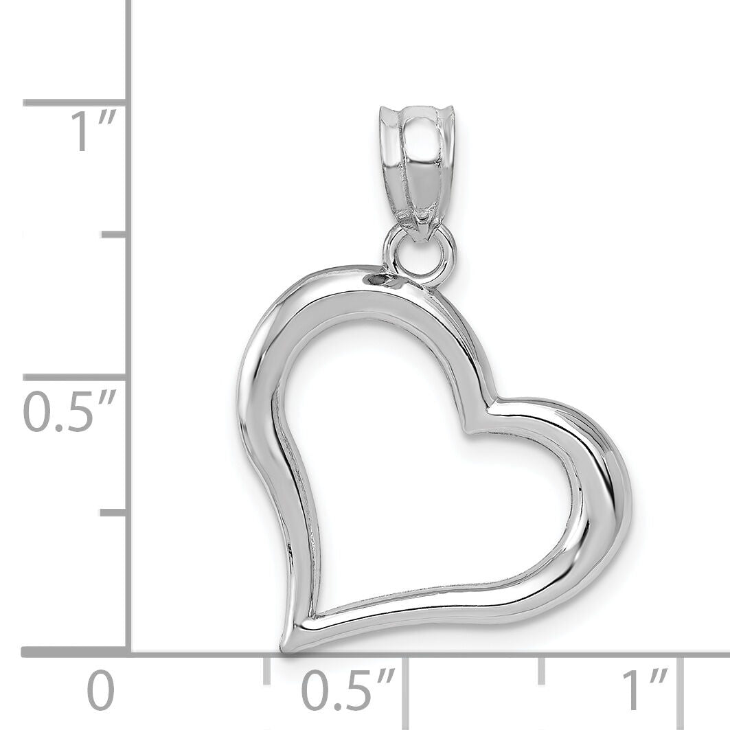 14k White Gold Polished Open Heart Pendant-K1612