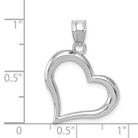 14k White Gold Polished Open Heart Pendant-K1612