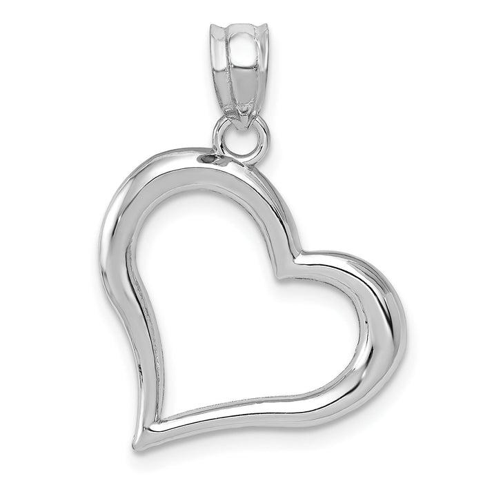14k White Gold Polished Open Heart Pendant-K1612