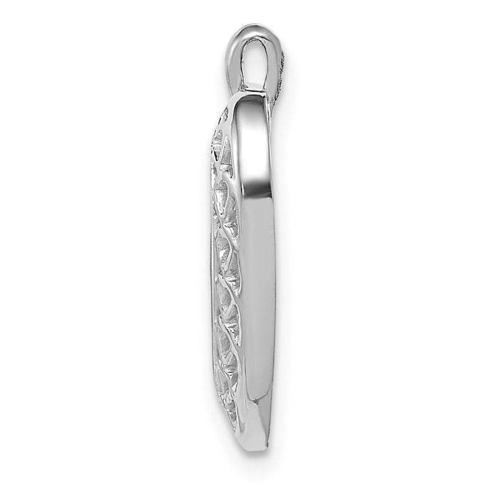 14K White Cut-Out Heart Pendant-K1631