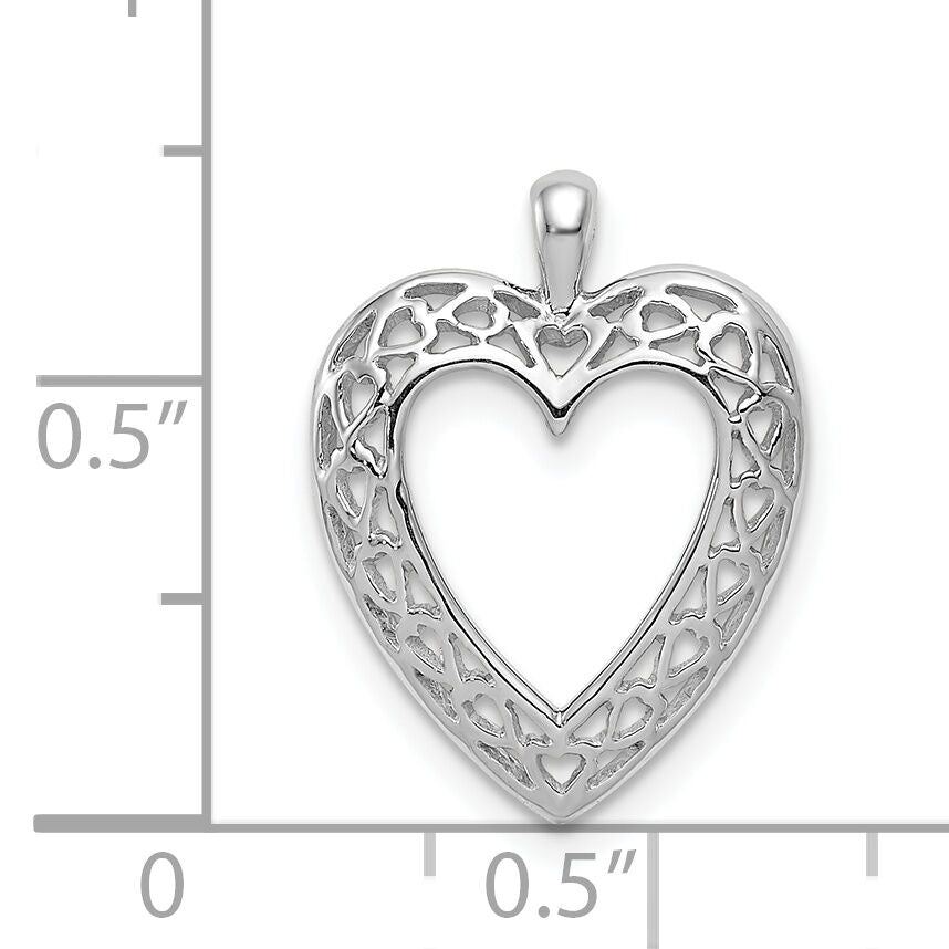 14K White Cut-Out Heart Pendant-K1631