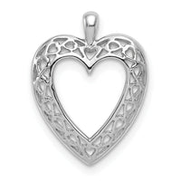 14K White Cut-Out Heart Pendant-K1631