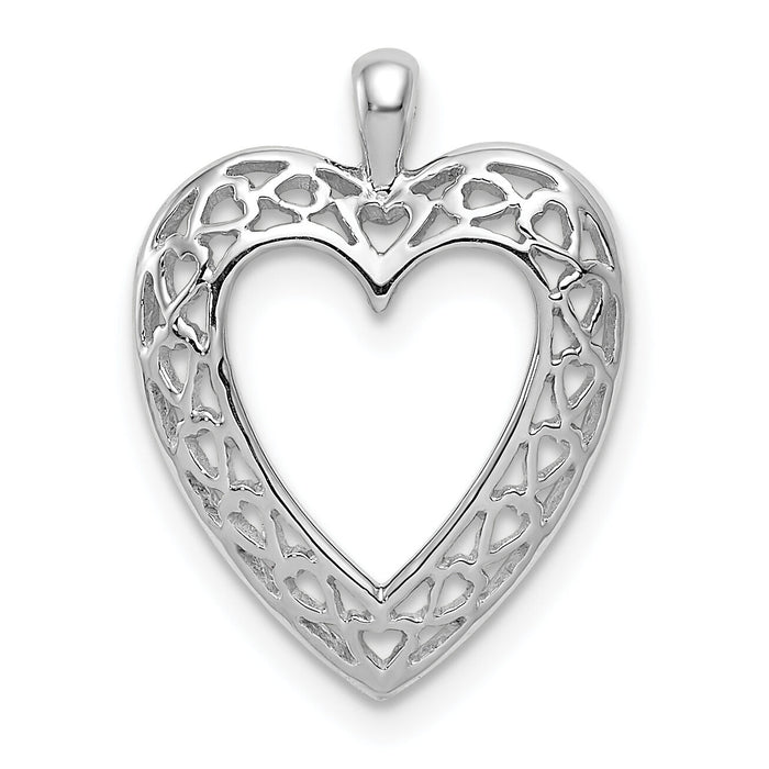 14K White Cut-Out Heart Pendant-K1631
