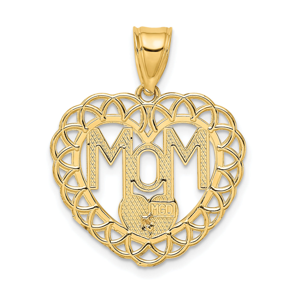 14k Two-tone MOM in Heart Frame Charm-K1700