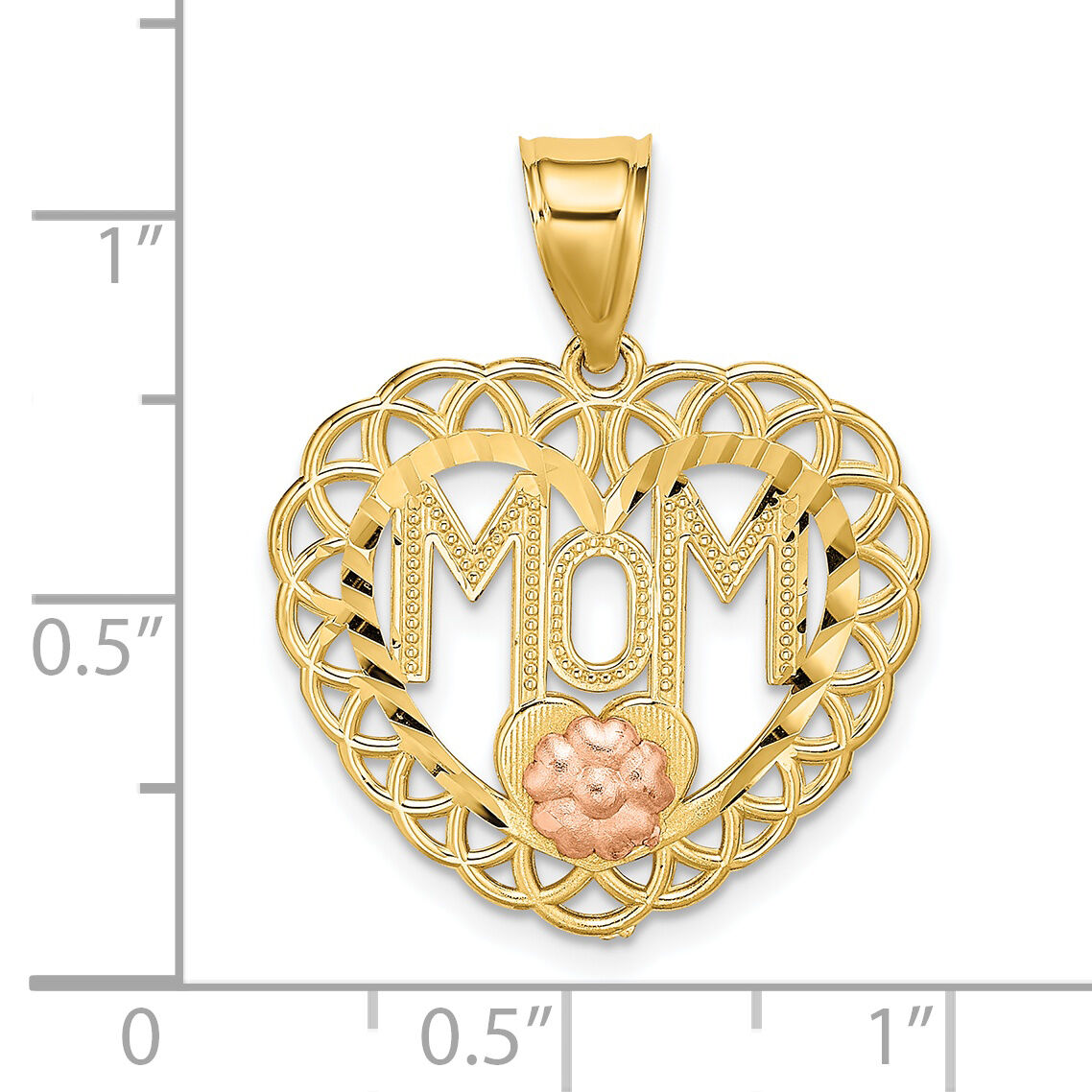 14k Two-tone MOM in Heart Frame Charm-K1700