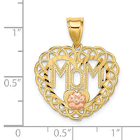 14k Two-tone MOM in Heart Frame Charm-K1700