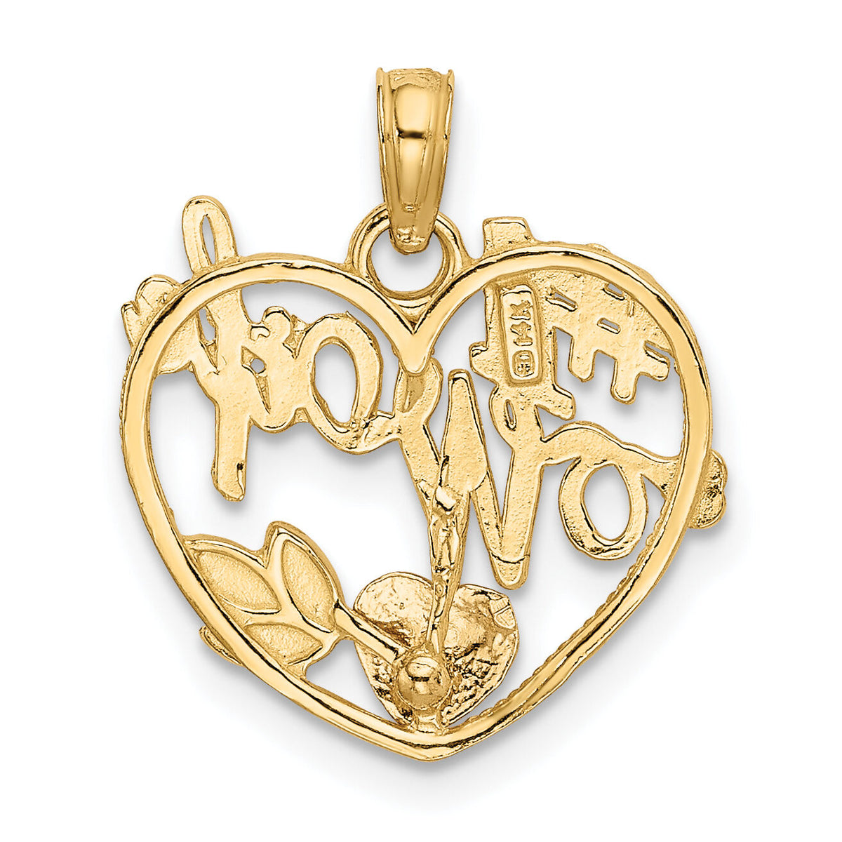 14k Two-tone #1 WIFE in Heart with Heart Pendant-K1711