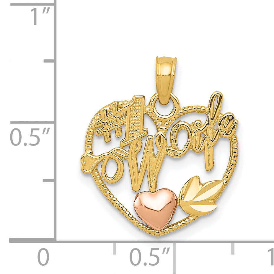14k Two-tone #1 WIFE in Heart with Heart Pendant-K1711
