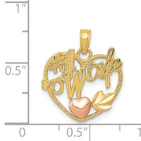 14k Two-tone #1 WIFE in Heart with Heart Pendant-K1711