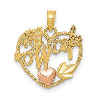 14k Two-tone #1 WIFE in Heart with Heart Pendant-K1711