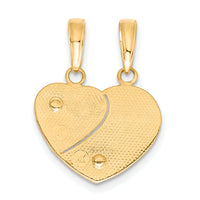 14k Two-tone MOMMY-ME Break-apart Heart Pendant-K1713
