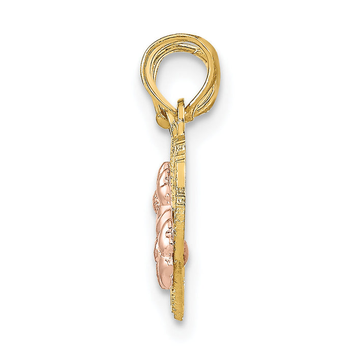 14k Two-tone MOM - DAUGHTER Break-apart Hearts Pendant-K1714