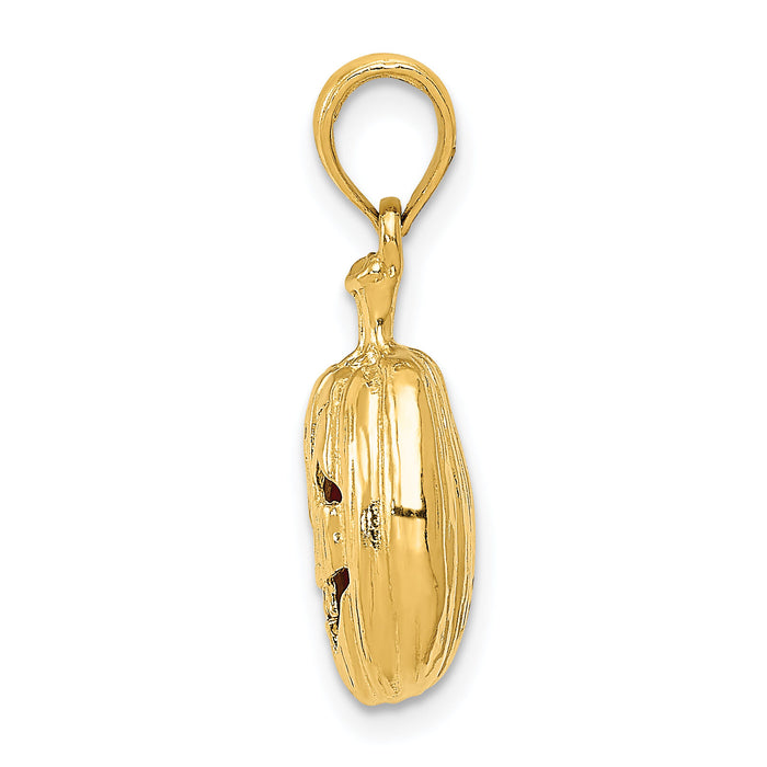 14k Enameled Inside 3-D Cut-Out Pumpkin Pendant-K1733