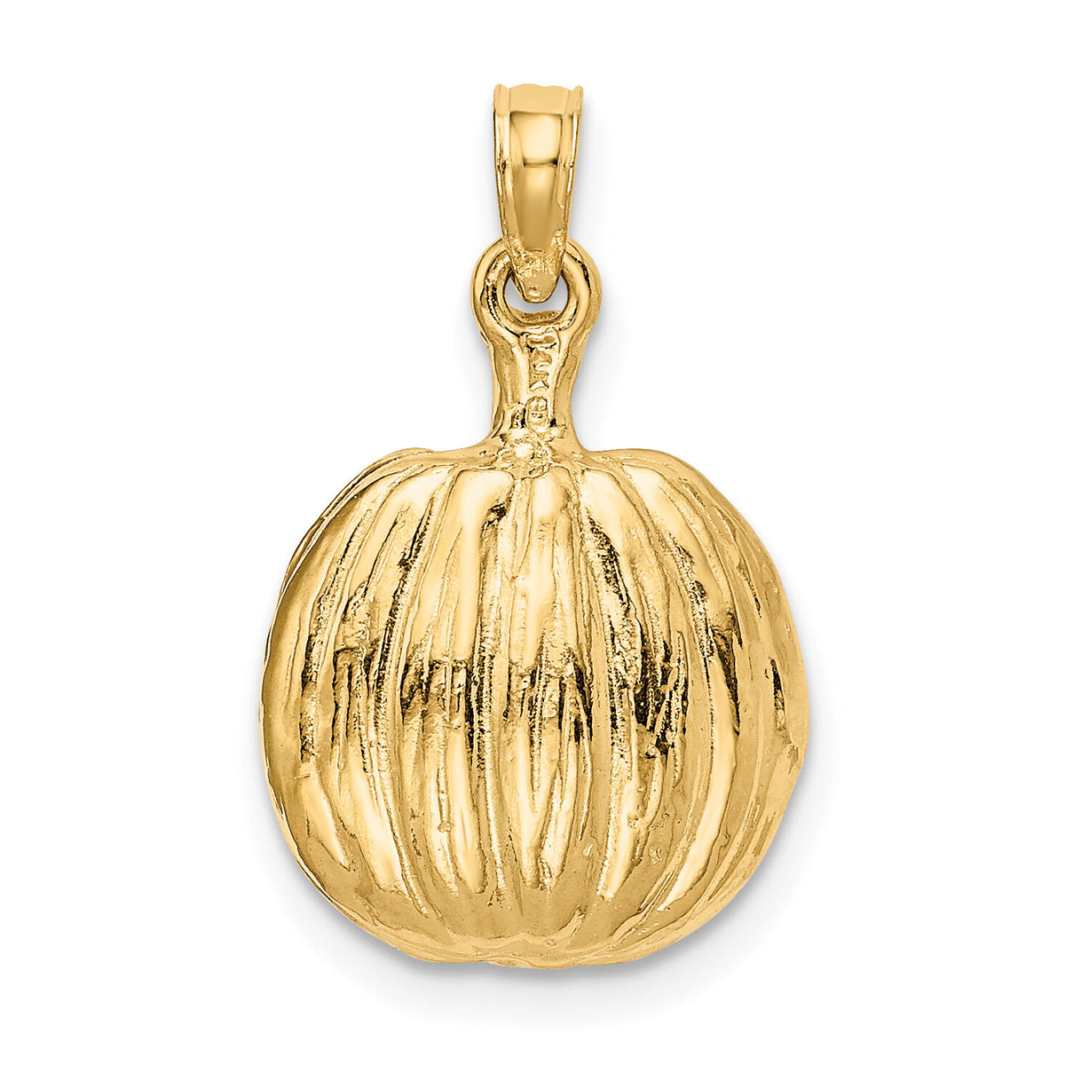 14k Enameled Inside 3-D Cut-Out Pumpkin Pendant-K1733