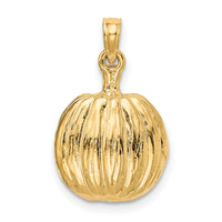 14k Enameled Inside 3-D Cut-Out Pumpkin Pendant-K1733