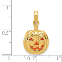 14k Enameled Inside 3-D Cut-Out Pumpkin Pendant-K1733
