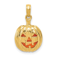14k Enameled Inside 3-D Cut-Out Pumpkin Pendant-K1733