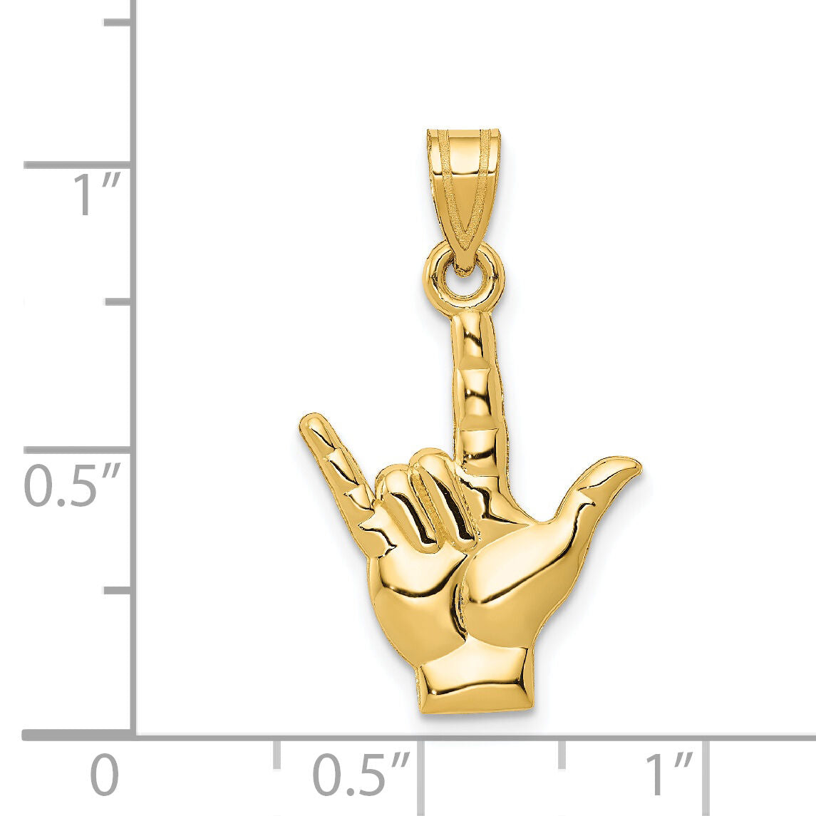 14k Polished I Love You Hand/Sign Language Charm-K1742