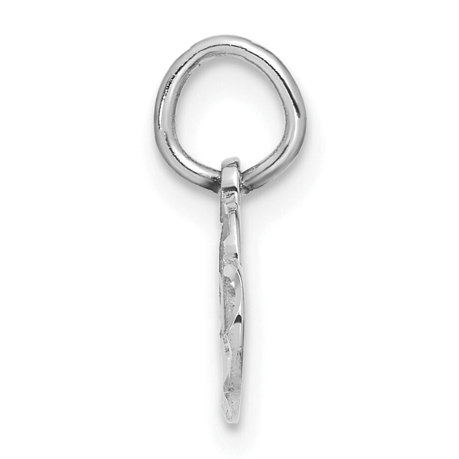 14k White Gold Satin And Diamond-cut Double Heart Charm-K176