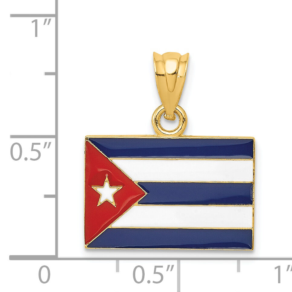 14k Enameled Cuba Flag Pendant-K1765