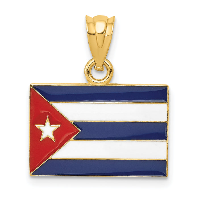 14k Enameled Cuba Flag Pendant-K1765