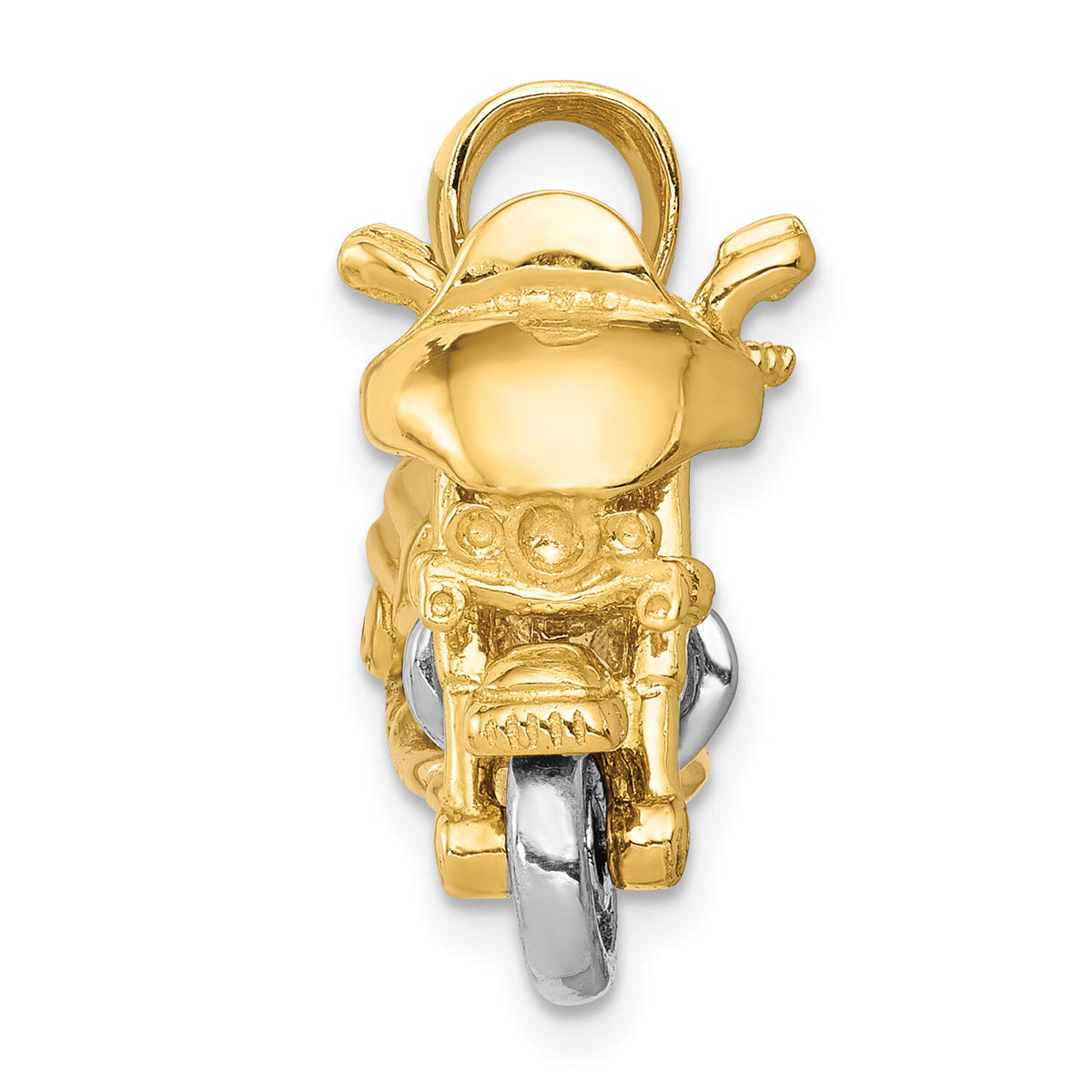 14k Two-tone 3-D Moveable Motorcycle Pendant-K1781