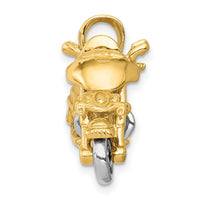 14k Two-tone 3-D Moveable Motorcycle Pendant-K1781