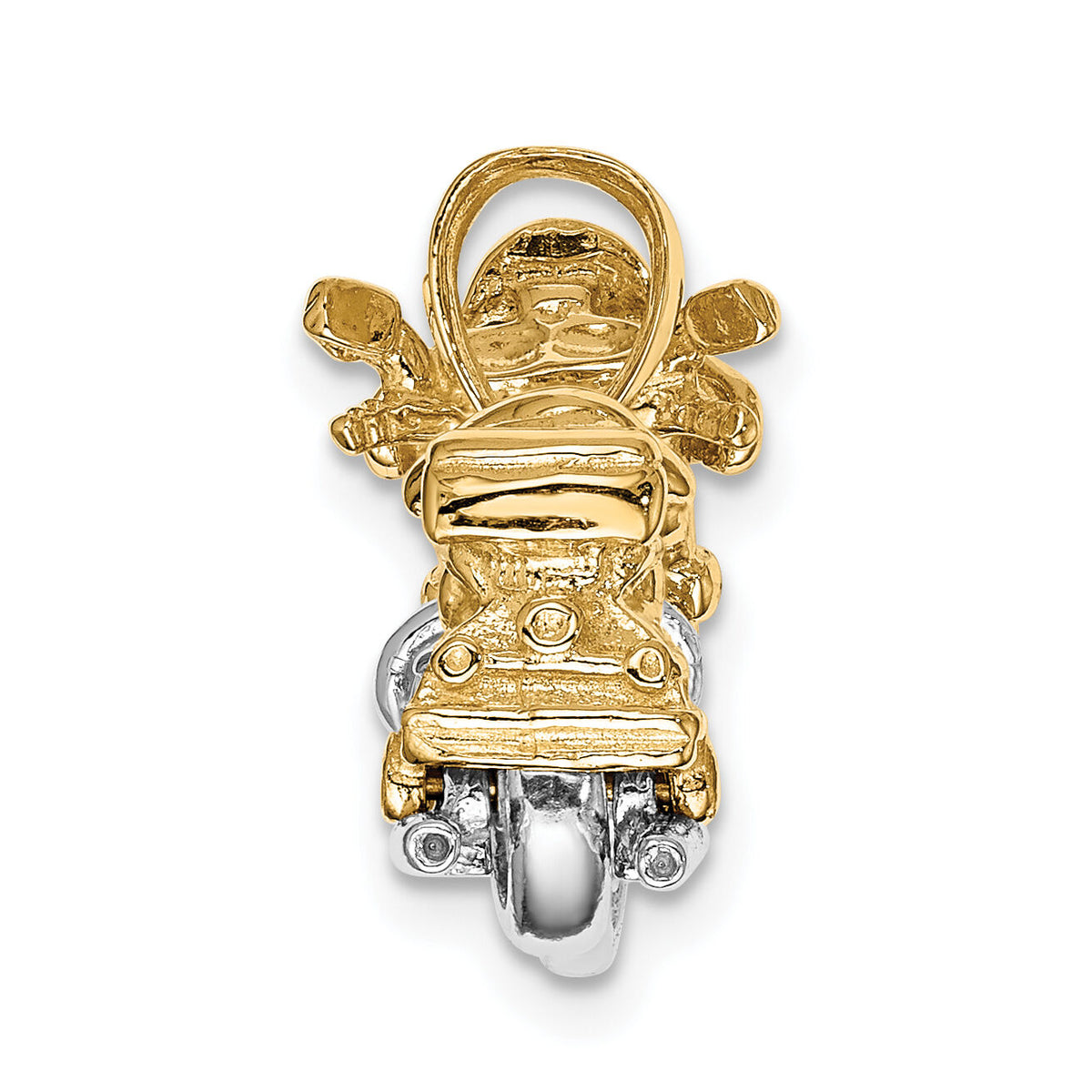 14k Two-tone 3-D Moveable Motorcycle Pendant-K1781