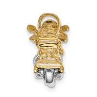 14k Two-tone 3-D Moveable Motorcycle Pendant-K1781