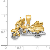 14k Two-tone 3-D Moveable Motorcycle Pendant-K1781