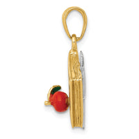 14k Two-tone 3-D Enameled ABC School Book Pendant-K1787
