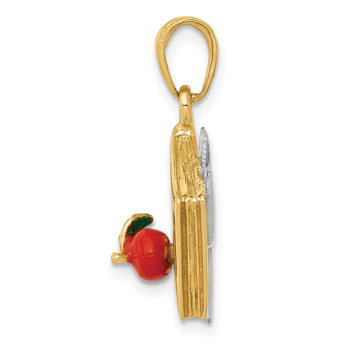 14k Two-tone 3-D Enameled ABC School Book Pendant-K1787