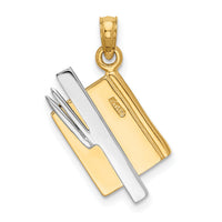 14k Two-tone 3-D Enameled ABC School Book Pendant-K1787