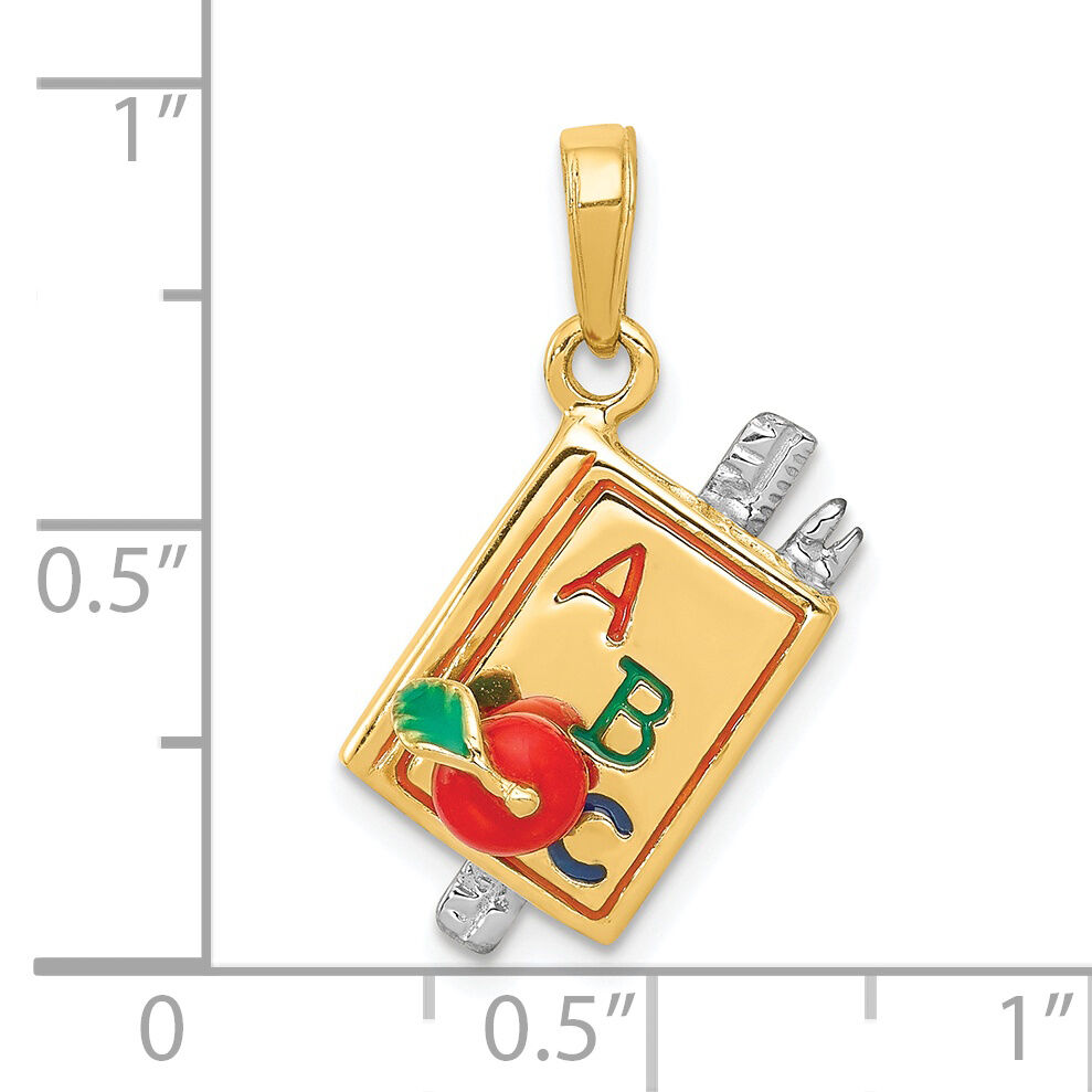 14k Two-tone 3-D Enameled ABC School Book Pendant-K1787