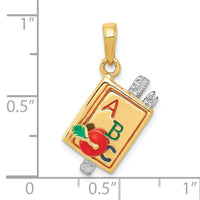 14k Two-tone 3-D Enameled ABC School Book Pendant-K1787