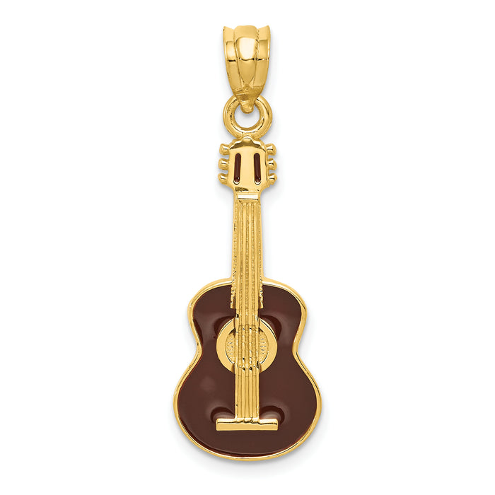 14k Enameled Guitar Pendant-K1790