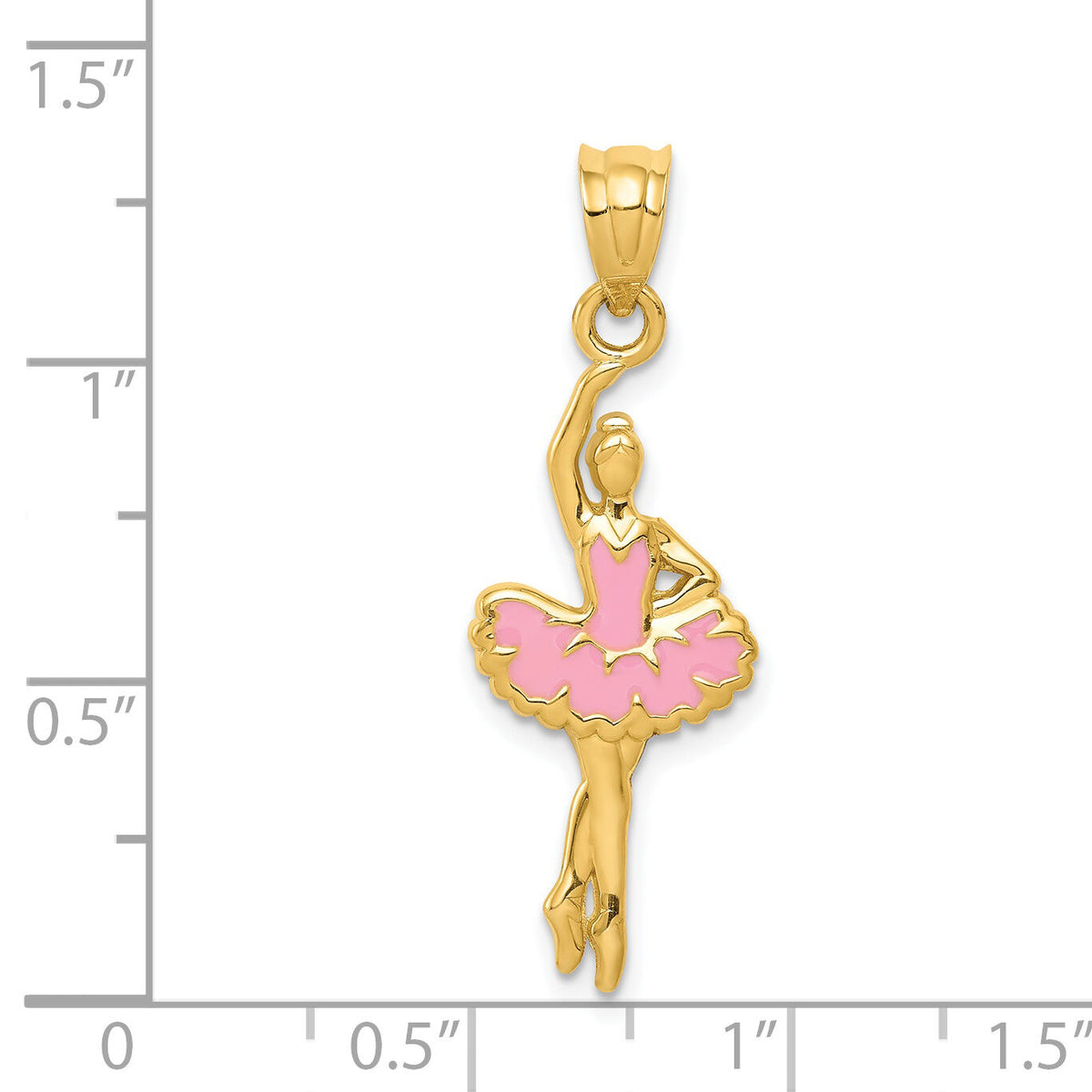 14k Pink Enameled Ballerina Pendant-K1791