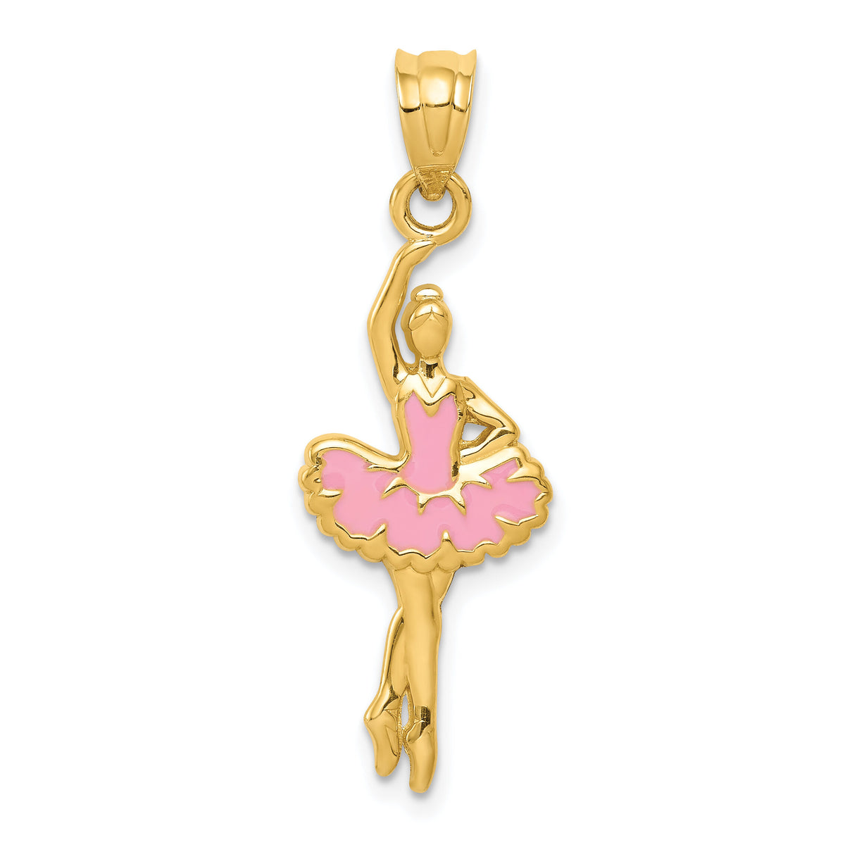 14k Pink Enameled Ballerina Pendant-K1791