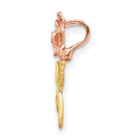 14k Two-tone Mini Pink Rose Flower Chain Slide-K1806
