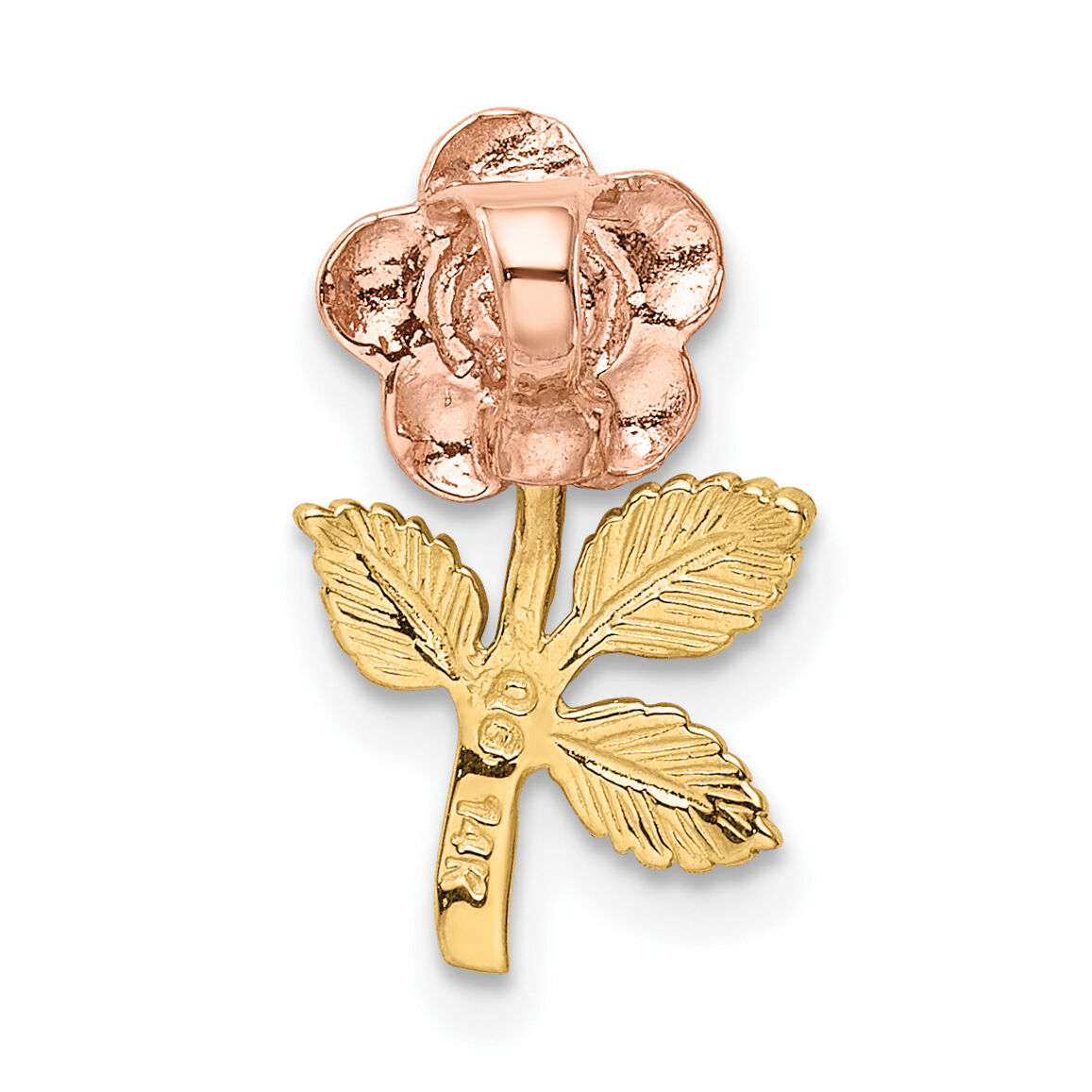 14k Two-tone Mini Pink Rose Flower Chain Slide-K1806