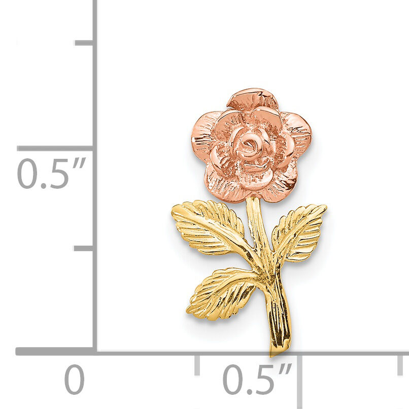 14k Two-tone Mini Pink Rose Flower Chain Slide-K1806