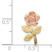 14k Two-tone Mini Pink Rose Flower Chain Slide-K1806