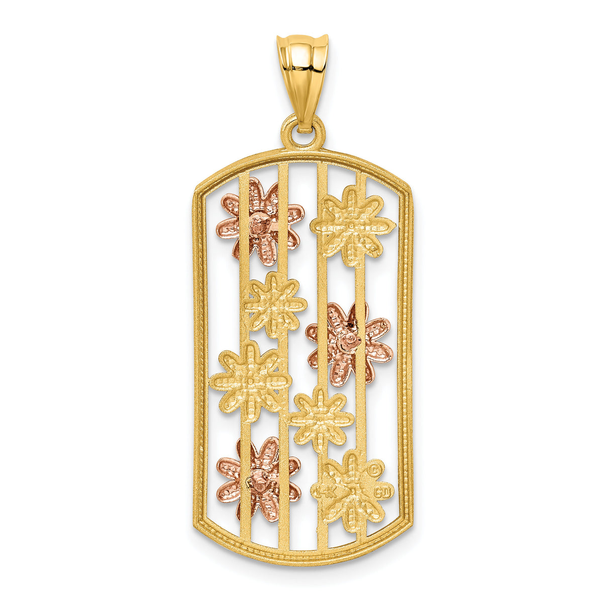 14k Two-tone w/White Rhodium Framed Daisy Pendant-K1807